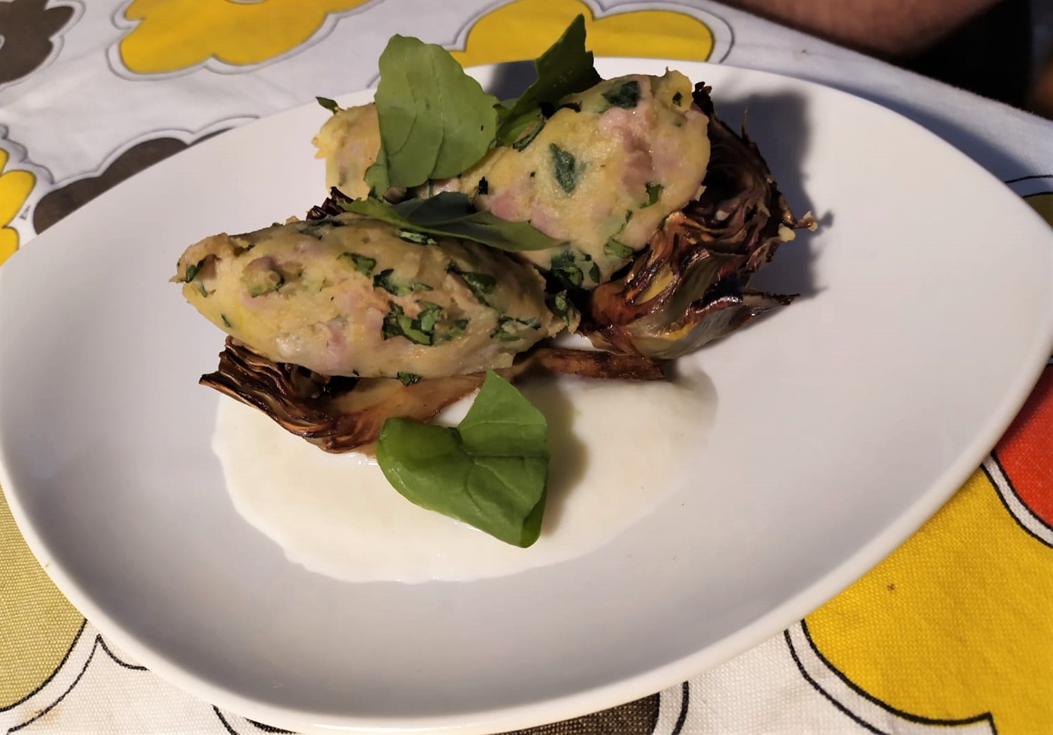 Carciofi ripieni su crema di cavolfiore, chef Francesco Mastronardi