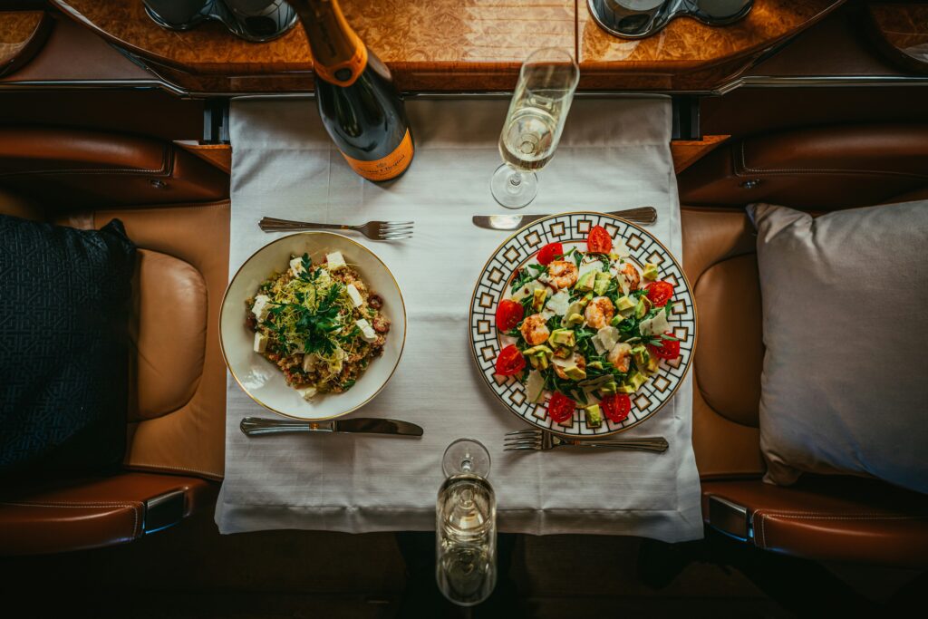 menù di bordo delle compagnie aeree